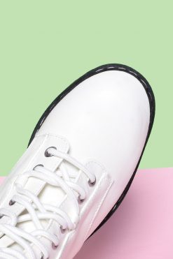 Echo Club House As If Platform Tie Up Boots - White