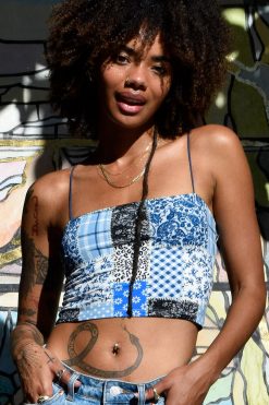 Echo Club House Clothes Bisbee Patchwork Crop Tank