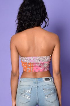 Echo Club House Clothes Romeo Must Die Patchwork Bandana Print Tube Top