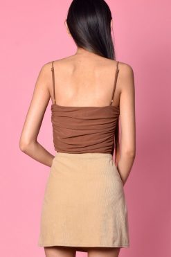 Echo Club House Tawny Mesh Rouched Crop Top