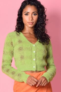 Echo Club House Let It Linger Fuzzy Plaid Cardigan - Pear Clothes
