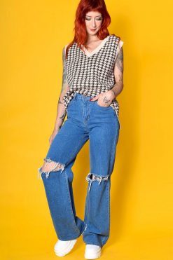 Echo Club House Take Care Houndstooth Oversized Knit Vest Clothes