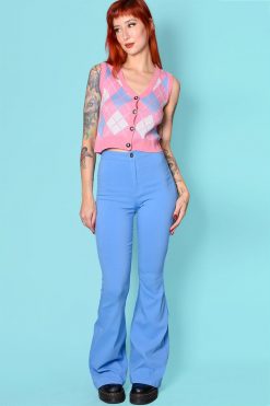 Echo Club House Homeroom Argyle Sweater Button Down Vest - Pink Clothes