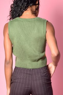 Echo Club House Clothes Homeroom Argyle Sweater Button Down Vest - Green