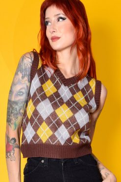 Echo Club House Campbell Brown Argyle Sweater Vest