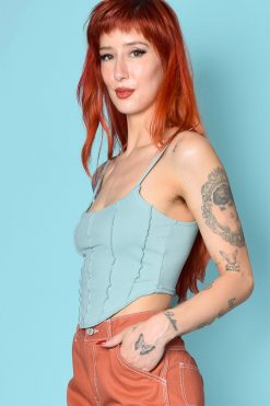 Echo Club House Break My Heart Overlock Cami - Sage