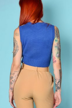 Echo Club House Homeroom Argyle Crop Sweater Vest - Blue Clothes