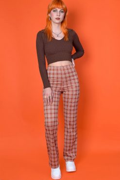 Echo Club House Clothes Hold Her Hand Plaid Flare Pants