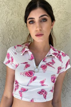 Echo Club House Mariposa Zip Up Collared Top