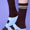 Echo Club House Accessories Second Base Striped Crew Socks - Brown
