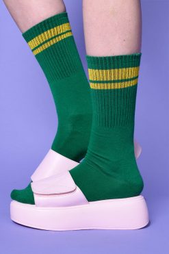 Echo Club House Accessories Second Base Striped Crew Socks - Brown