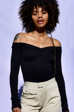 Echo Club House Lurker Off The Shoulder Ribbed Seamless Top