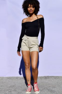 Echo Club House Lurker Off The Shoulder Ribbed Seamless Top