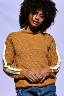 Echo Club House Basket Case Striped Sleeve Sweater