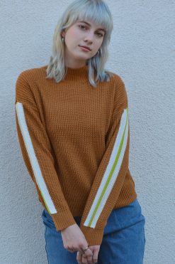 Echo Club House Basket Case Striped Sleeve Sweater