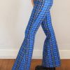 Echo Club House Clothes Ziggy Extra Wide Plaid Flare Pants - Blue