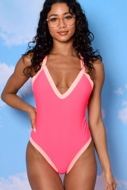 Echo Club House Swimwear Swimming Laps Contrast Bathing Suit