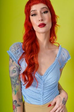 Echo Club House Sophie Lace Off The Shoulder Bodysuit - BB Blue Clothes