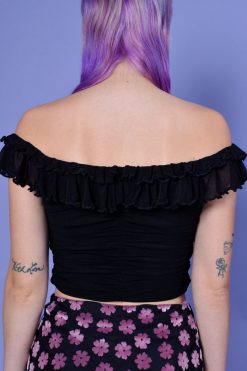 Echo Club House Clothes Juliet Mesh Ruffled Off Shoulder Top