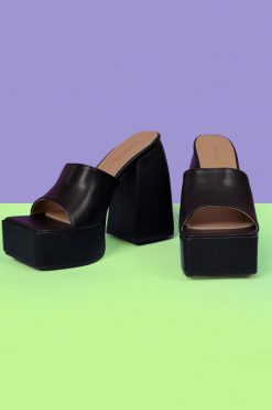 Echo Club House Keep It Real Platform Mule Heel - Black Shoes