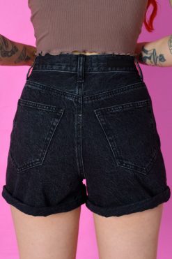 Echo Club House Truth Hurts Perf Washed Denim Shorts - Black Clothes