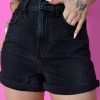 Echo Club House Truth Hurts Perf Washed Denim Shorts - Black Clothes