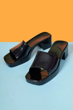 Echo Club House Shoes Yes Please Jelly Strap Mule Heel - Black