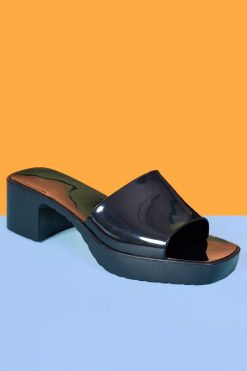 Echo Club House Shoes Yes Please Jelly Strap Mule Heel - Black