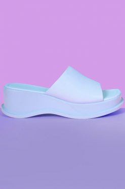 Echo Club House Secret Sister Platform 90's Slide Ons - Sky Blue