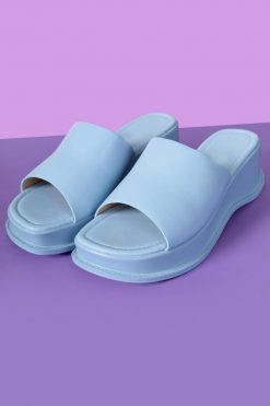 Echo Club House Secret Sister Platform 90's Slide Ons - Sky Blue