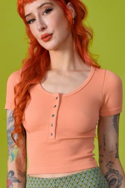 Echo Club House Cleo Snap Henley Textured Seamless Top