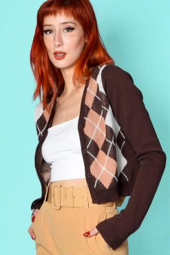Echo Club House Clothes Recess Bell Argyle Cardigan - Brown