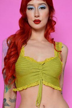 Echo Club House Clothes Twisted Fate Lace Trim Ribbed Tank