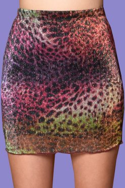Echo Club House Clothes Liza Y2K Deadstock Leopard Metallic Skirt