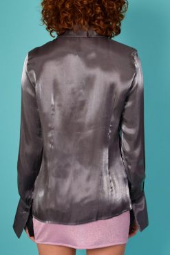 Echo Club House Meteorite Metallic Button Up Blouse Clothes