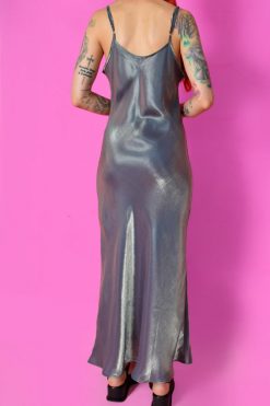 Echo Club House Nebula Metallic Maxi Slip Dress - Chrome