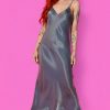 Echo Club House Nebula Metallic Maxi Slip Dress - Chrome