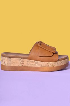 Echo Club House Shoes Lilith Fair Cork Platform Sandal - Cognac