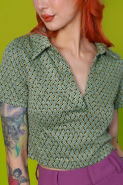 Echo Club House Florence Geo Print Collared Top