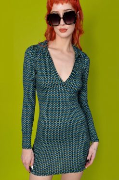 Echo Club House Fit To Print Collared Dress