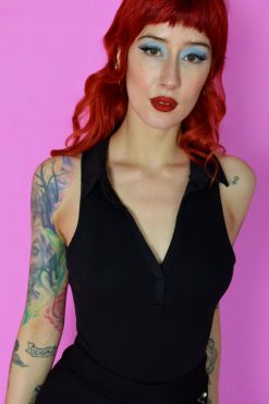 Echo Club House Collar Up Ribbed Leotard Clothes