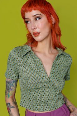 Echo Club House Florence Geo Print Collared Top