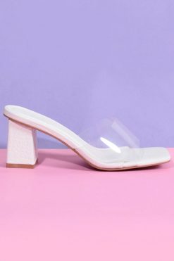 Echo Club House Square Toe Carol Croc Block Heeled Mule - White Shoes