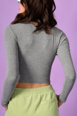 Echo Club House Samantha Cross Front Ribbed Top Clothes