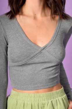 Echo Club House Samantha Cross Front Ribbed Top Clothes