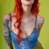 Echo Club House Hannah Denim Lace Bodysuit Clothes