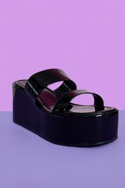 Echo Club House Lollipop Patent Strap Platforms - Black