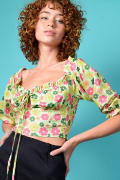 Echo Club House Tyler Perf Smocked Floral Top