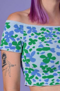 Echo Club House Clothes Klaire Off Shoulder Floral Knit Top