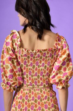 Echo Club House Tyler Perf Smocked Floral Top